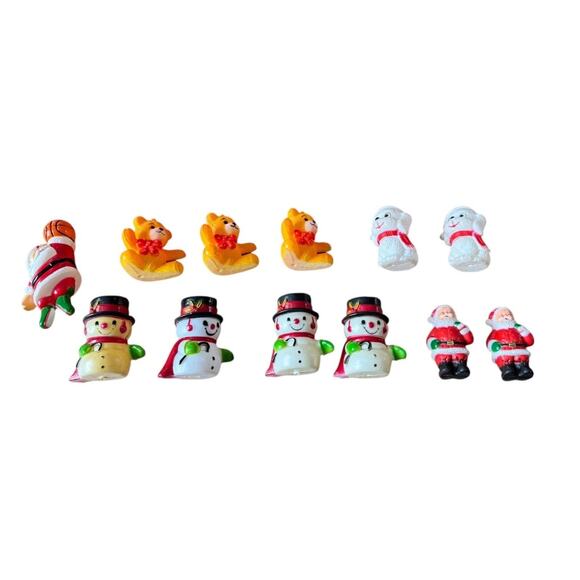 Vintage Christmas Holiday Tree Light Covers Lot Snowmen Bears Sports Santa READ - Picture 1 of 9